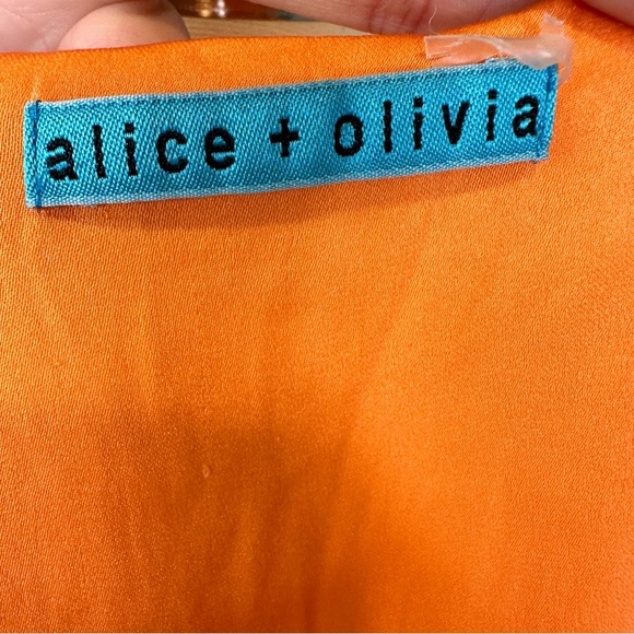 Alice + Olivia Blouse Womens Tank Top Blouse Chiffon Lined Orange Medium - Picture 7 of 7